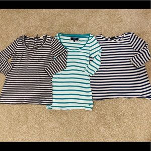 Bundle of 3 striped 3/4 sleeved tees